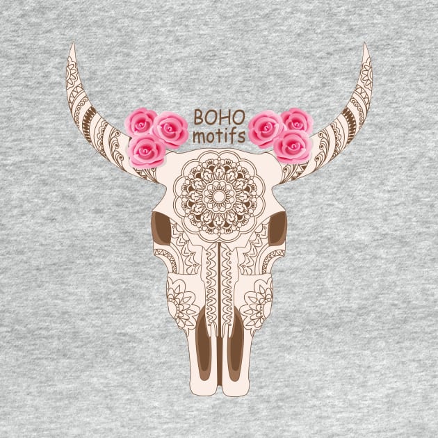boho motifs with cow skull by Alina